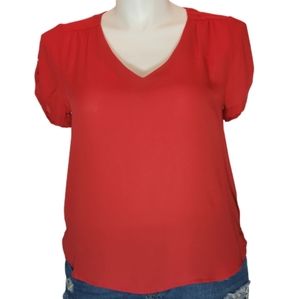 Meraki womens v neck blouse Red
